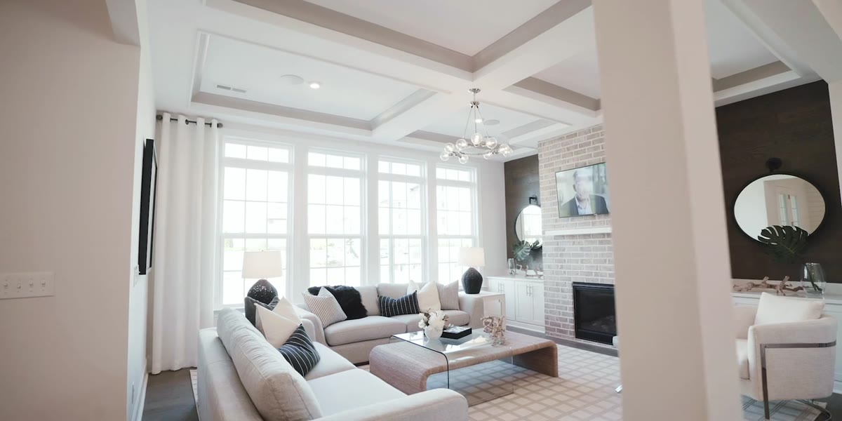 Bright model-home living room